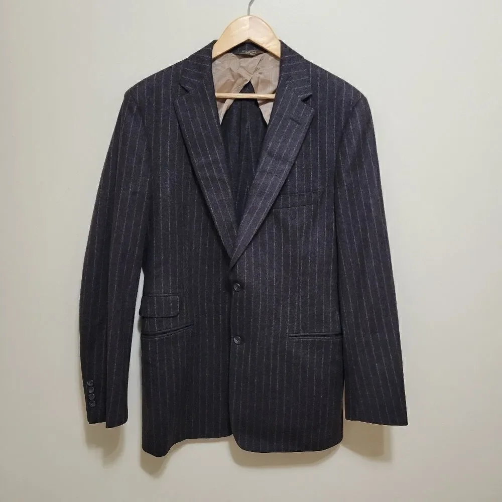 Paul Stuart Wool Blazer Dark Gray Striped Size 41 XL